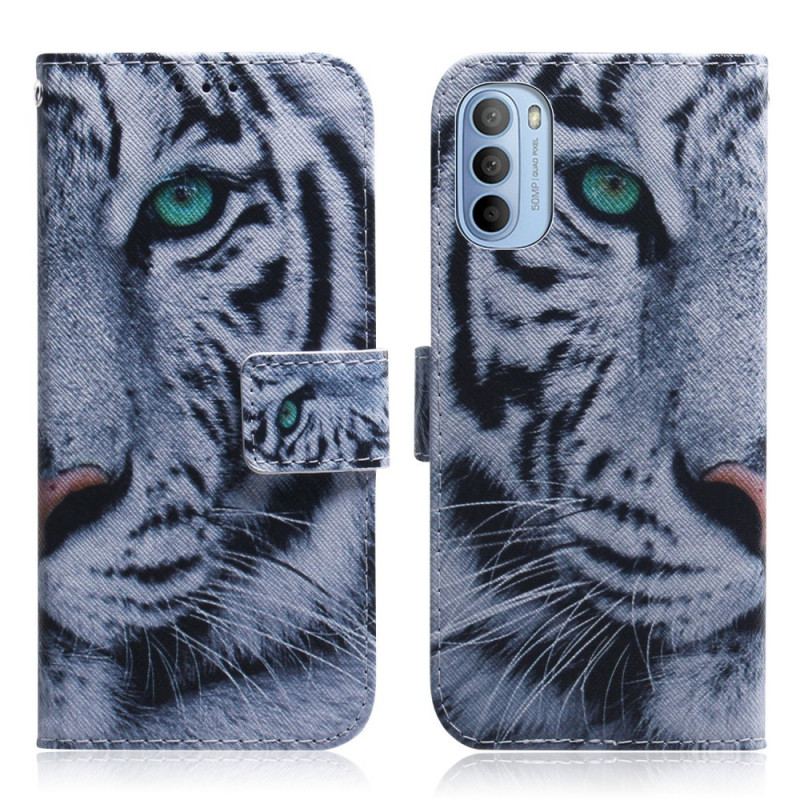 Capa Flip Para Moto G41 / G31 Cara De Tigre