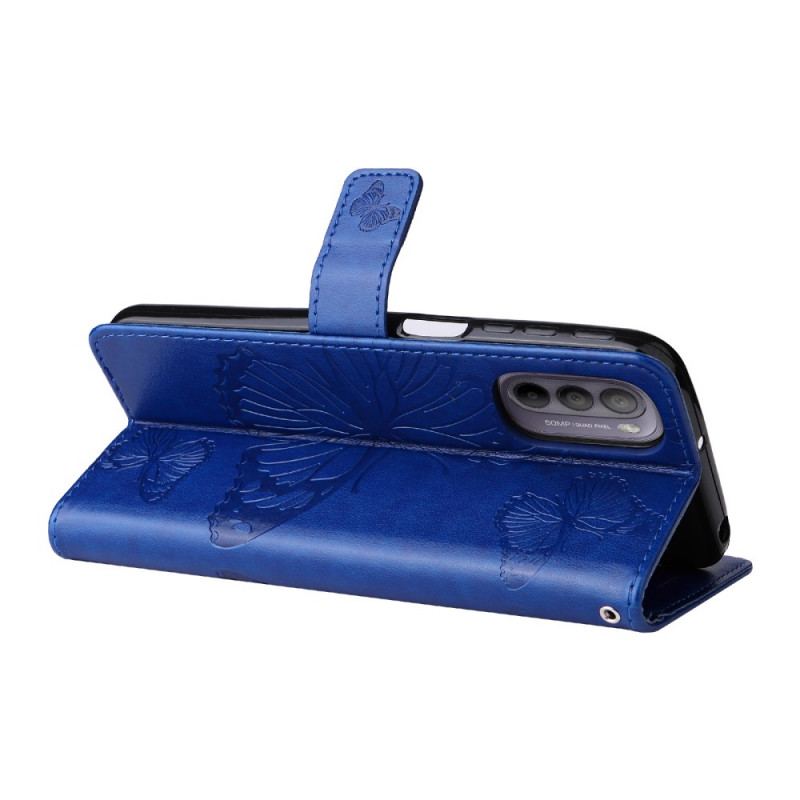 Capa Flip Para Moto G41 / G31 De Cordão Borboletas Gigantes