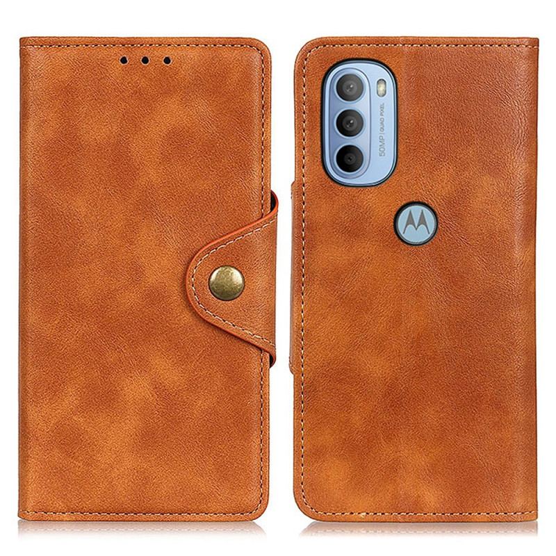 Capa Flip Para Moto G41 / G31 Couro Sintético Vintage E Botão