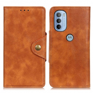 Capa Flip Para Moto G41 / G31 Couro Sintético Vintage E Botão