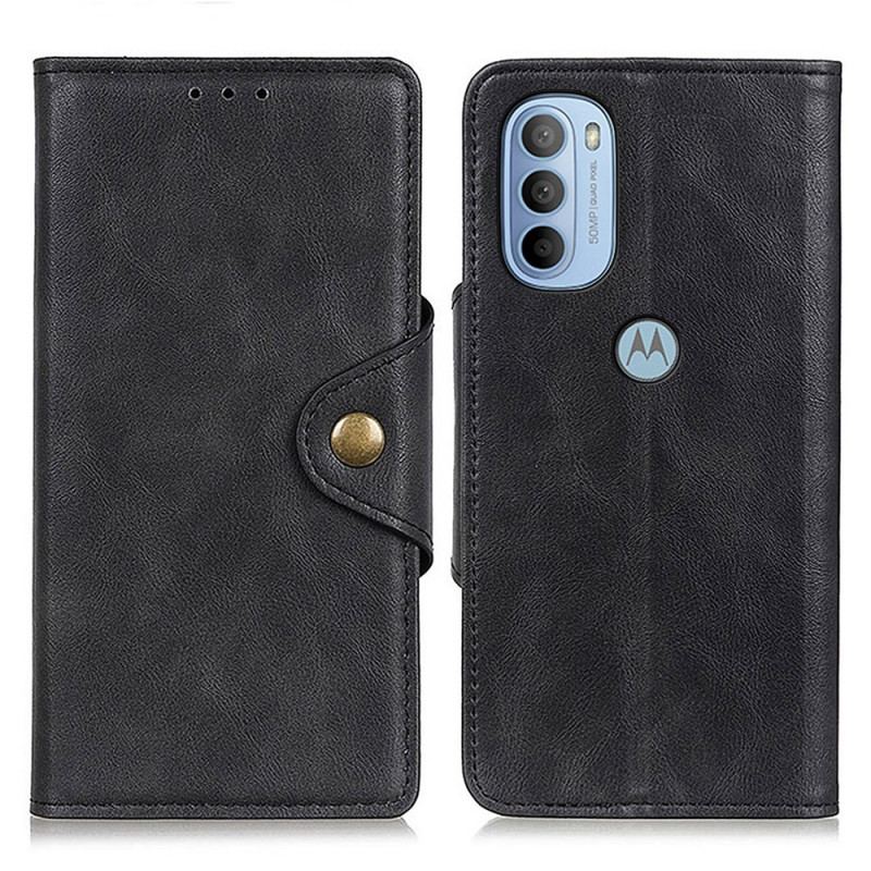 Capa Flip Para Moto G41 / G31 Couro Sintético Vintage E Botão