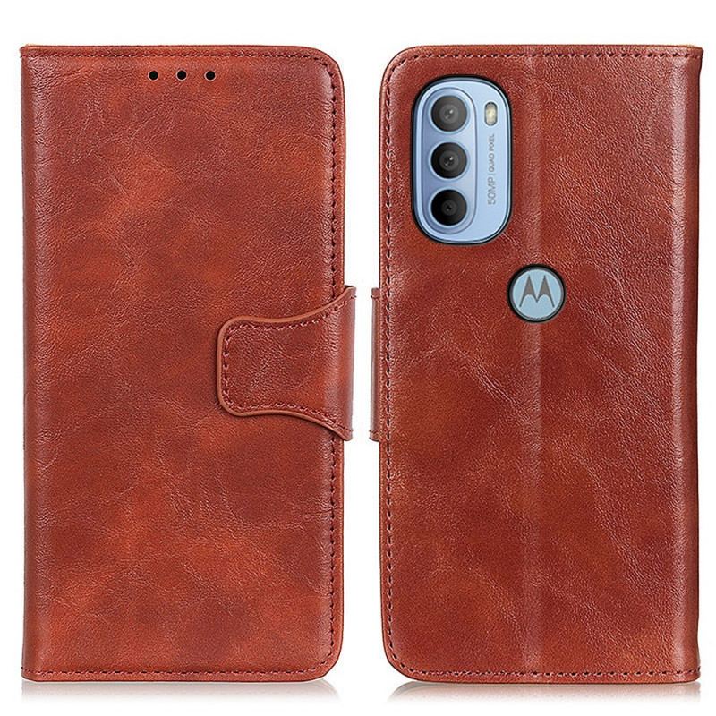 Capa Flip Para Moto G41 / G31 Fecho Reversível De Couro Rachado