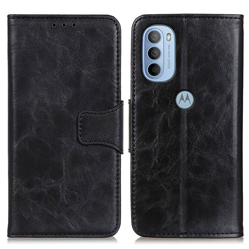 Capa Flip Para Moto G41 / G31 Fecho Reversível De Couro Rachado