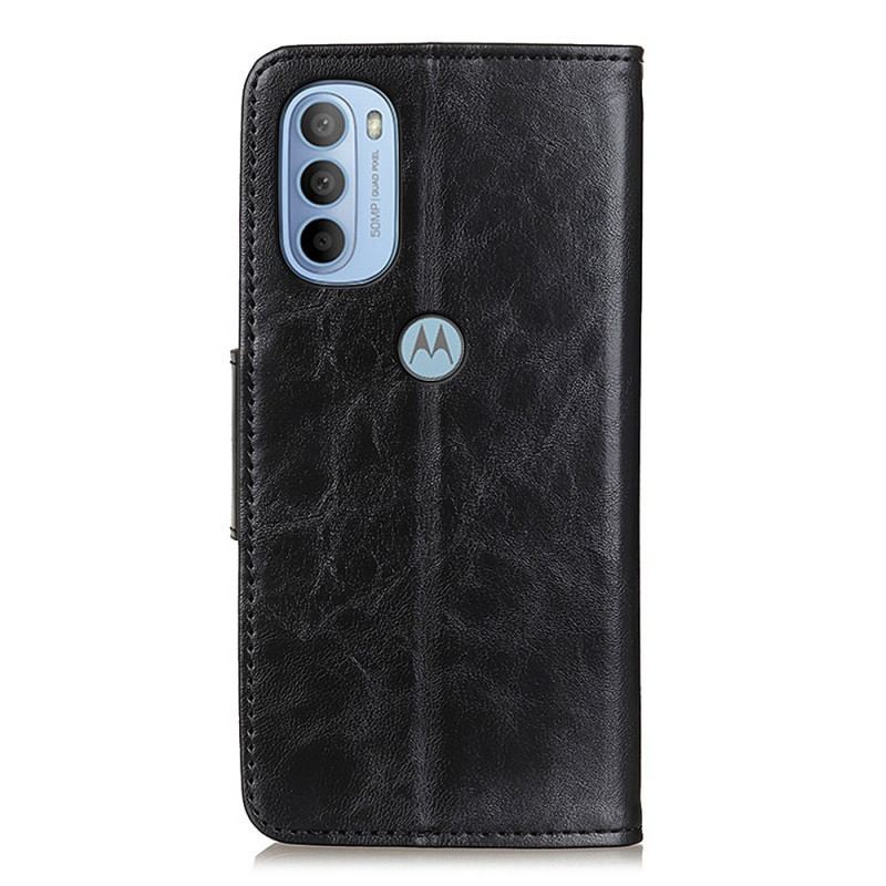 Capa Flip Para Moto G41 / G31 Fecho Reversível De Couro Rachado