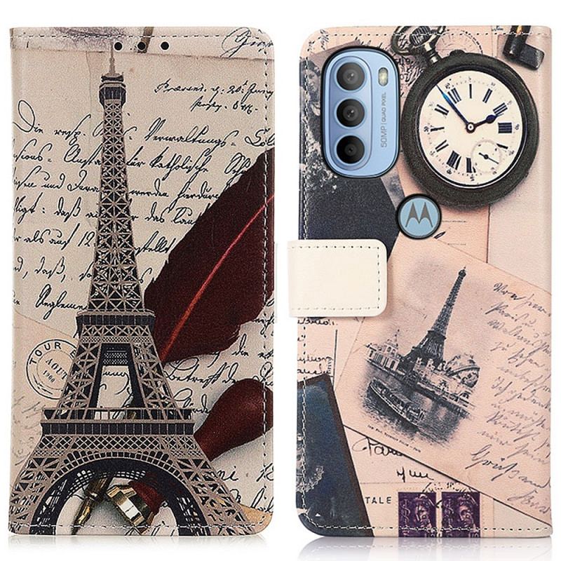 Capa Flip Para Moto G41 / G31 Torre Eiffel Do Poeta