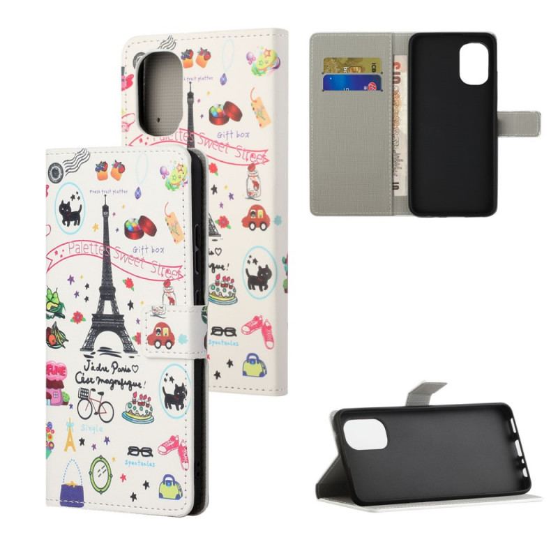 Capa Folio Para Moto G41 / G31 Eu Amo Paris