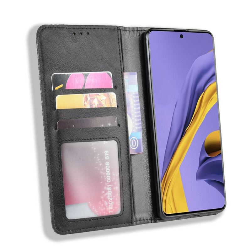 Capa De Celular Para Samsung Galaxy A51 Flip Efeito Couro Vintage Estilizado