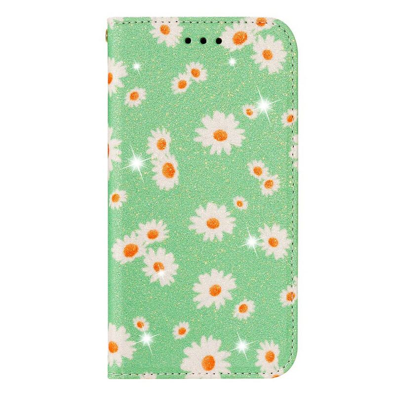 Capa De Celular Para Samsung Galaxy A51 Flip Margaridas De Couro Falso