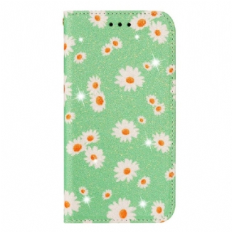 Capa De Celular Para Samsung Galaxy A51 Flip Margaridas De Couro Falso