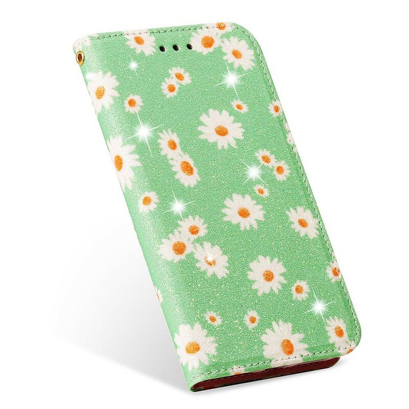 Capa De Celular Para Samsung Galaxy A51 Flip Margaridas De Couro Falso