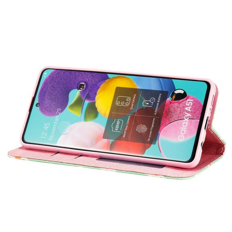 Capa De Celular Para Samsung Galaxy A51 Flip Margaridas De Couro Falso