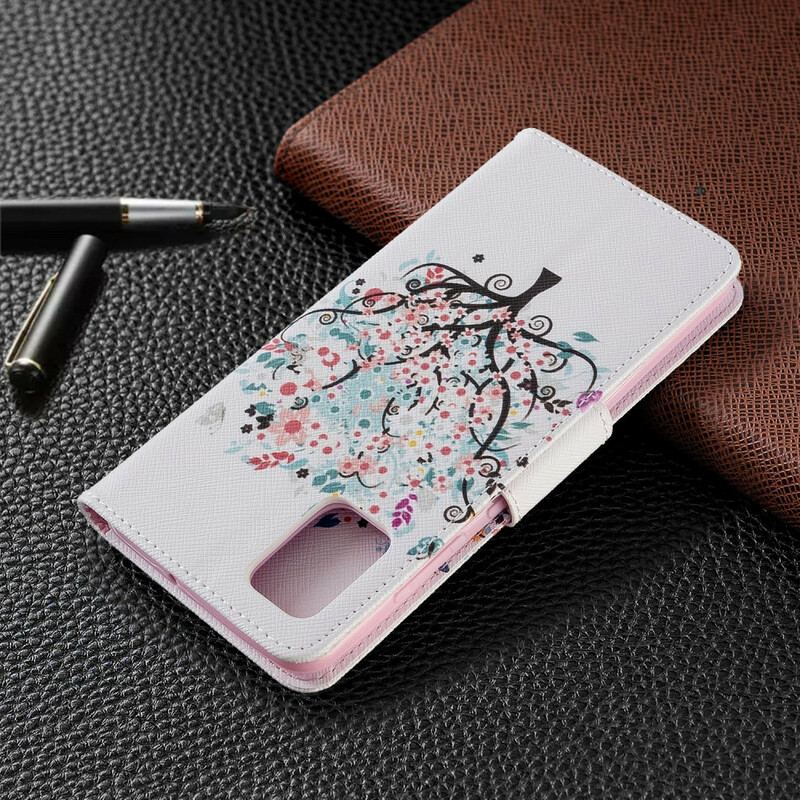 Capa De Couro Para Samsung Galaxy A51 Árvore Florida