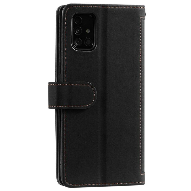 Capa De Couro Para Samsung Galaxy A51 Bolso Com Contornos Reforçados