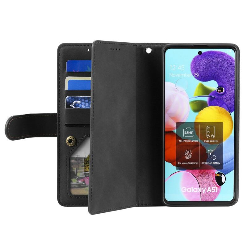 Capa De Couro Para Samsung Galaxy A51 Bolso Com Contornos Reforçados