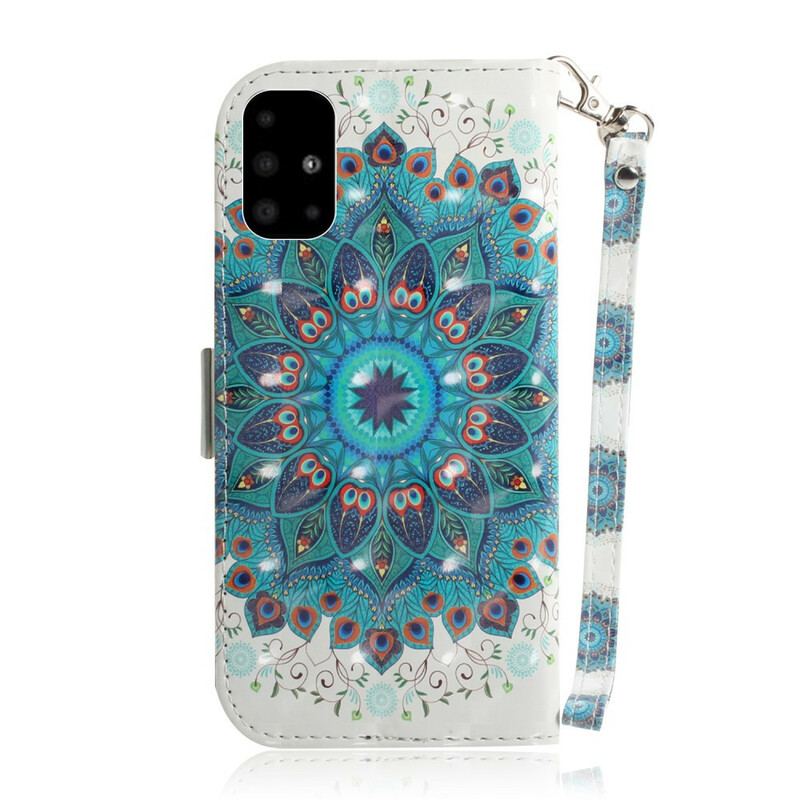 Capa De Couro Para Samsung Galaxy A51 De Cordão Mandala Magistral Com Alça