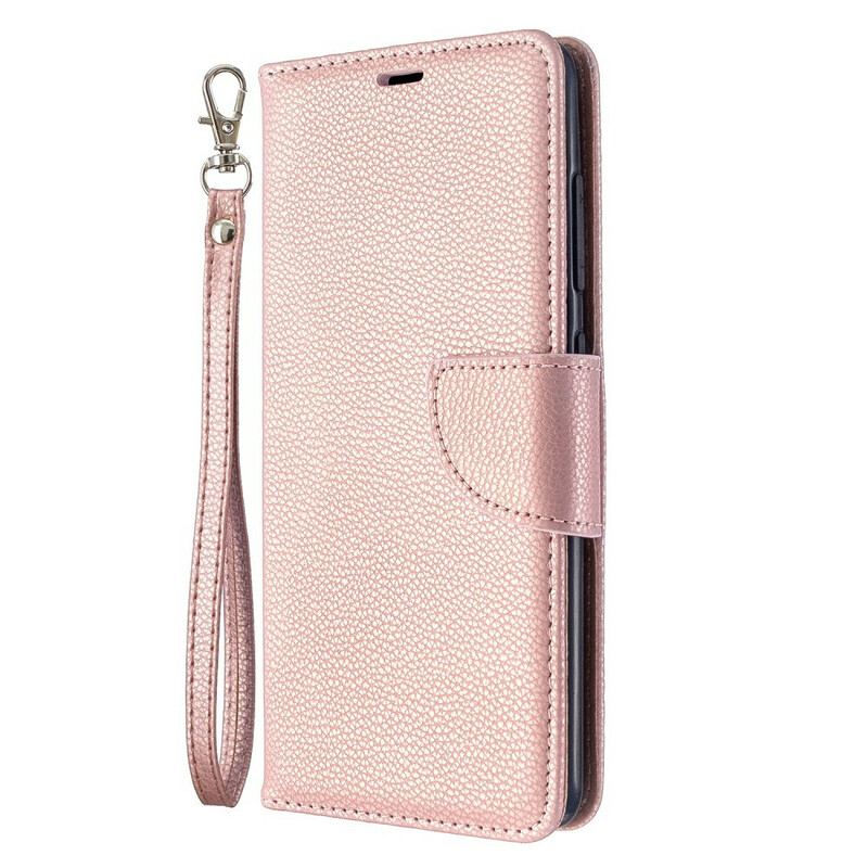 Capa De Couro Para Samsung Galaxy A51 Flip Lichia Rabat Oblíqua