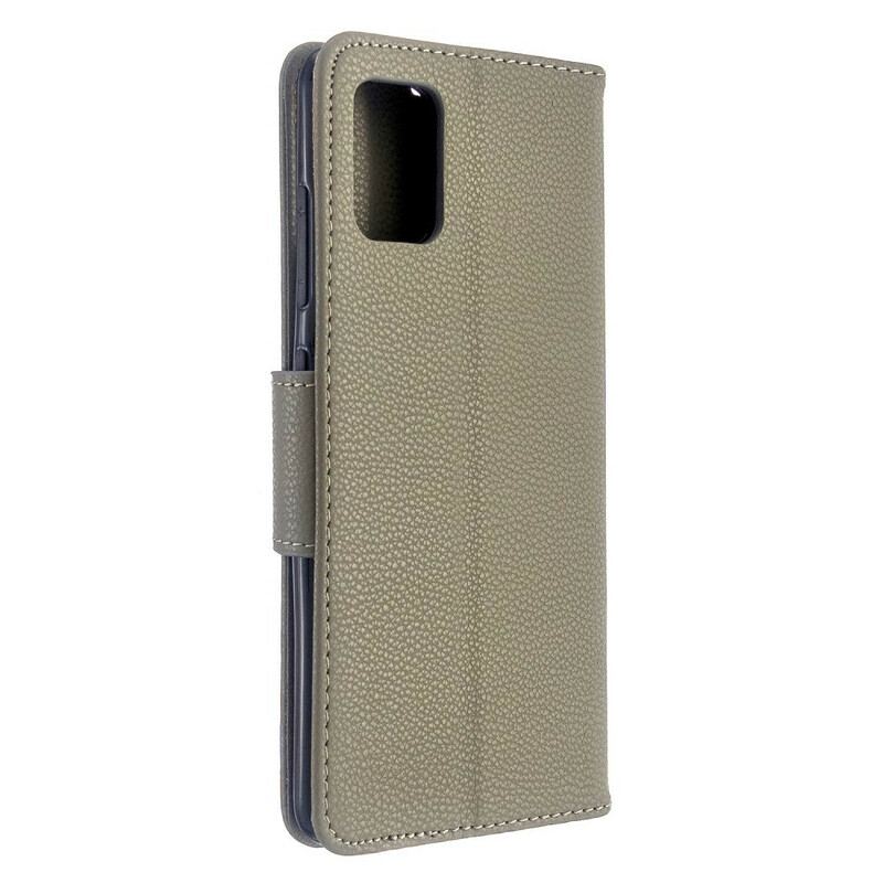 Capa De Couro Para Samsung Galaxy A51 Flip Lichia Rabat Oblíqua