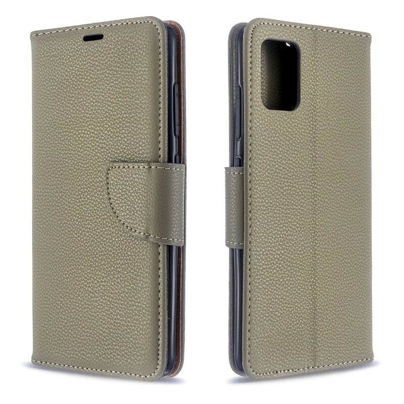 Capa De Couro Para Samsung Galaxy A51 Flip Lichia Rabat Oblíqua