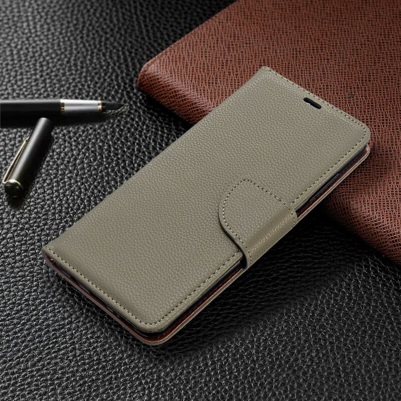 Capa De Couro Para Samsung Galaxy A51 Flip Lichia Rabat Oblíqua