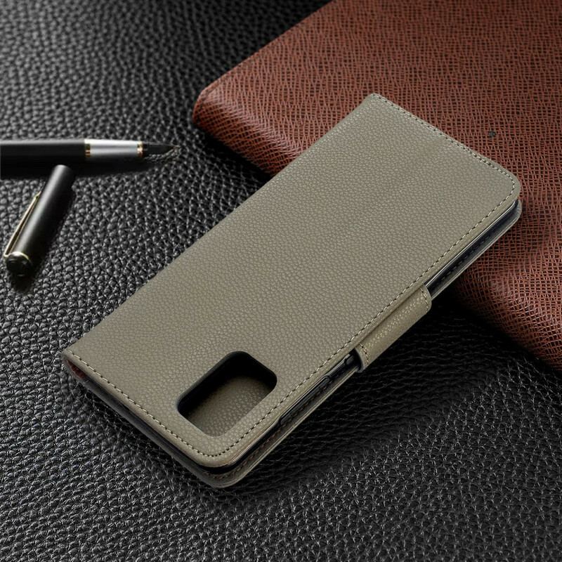 Capa De Couro Para Samsung Galaxy A51 Flip Lichia Rabat Oblíqua