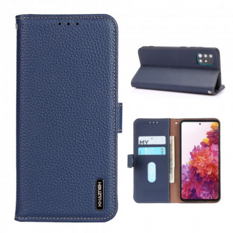 Capa De Couro Para Samsung Galaxy A51 Khazneh Lichia Couro