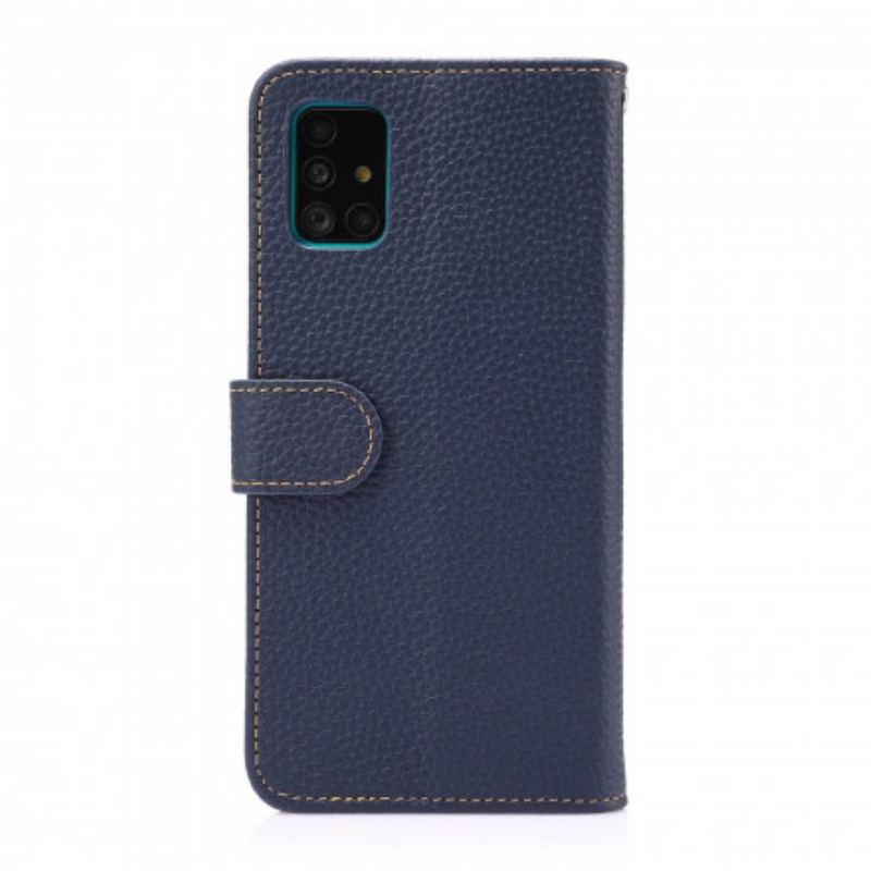 Capa De Couro Para Samsung Galaxy A51 Khazneh Lichia Couro