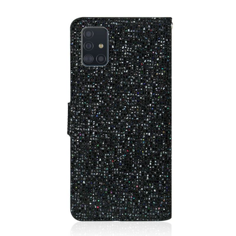 Capa De Couro Para Samsung Galaxy A51 Lantejoulas Design S