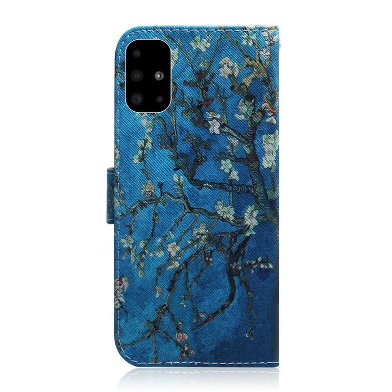 Capa De Couro Para Samsung Galaxy A51 Ramo De Árvore Florido