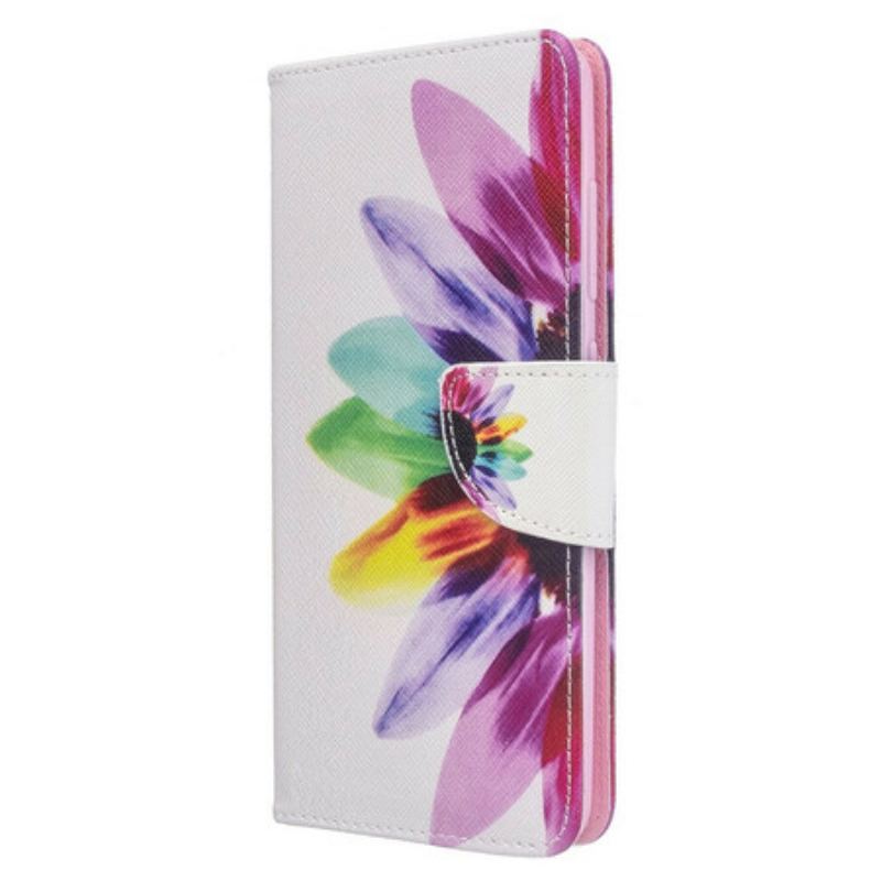 Capa Em Pele Para Samsung Galaxy A51 Flor Aquarela