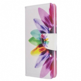 Capa Em Pele Para Samsung Galaxy A51 Flor Aquarela