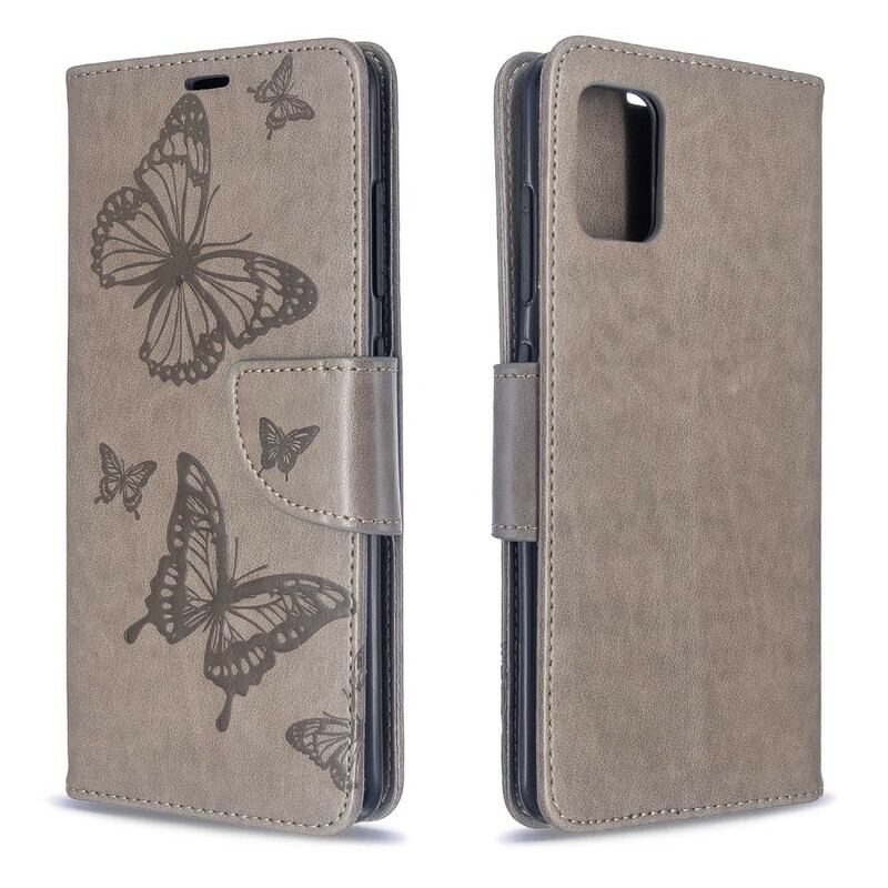 Capa Flip Para Samsung Galaxy A51 Borboletas Voando Com Cordão