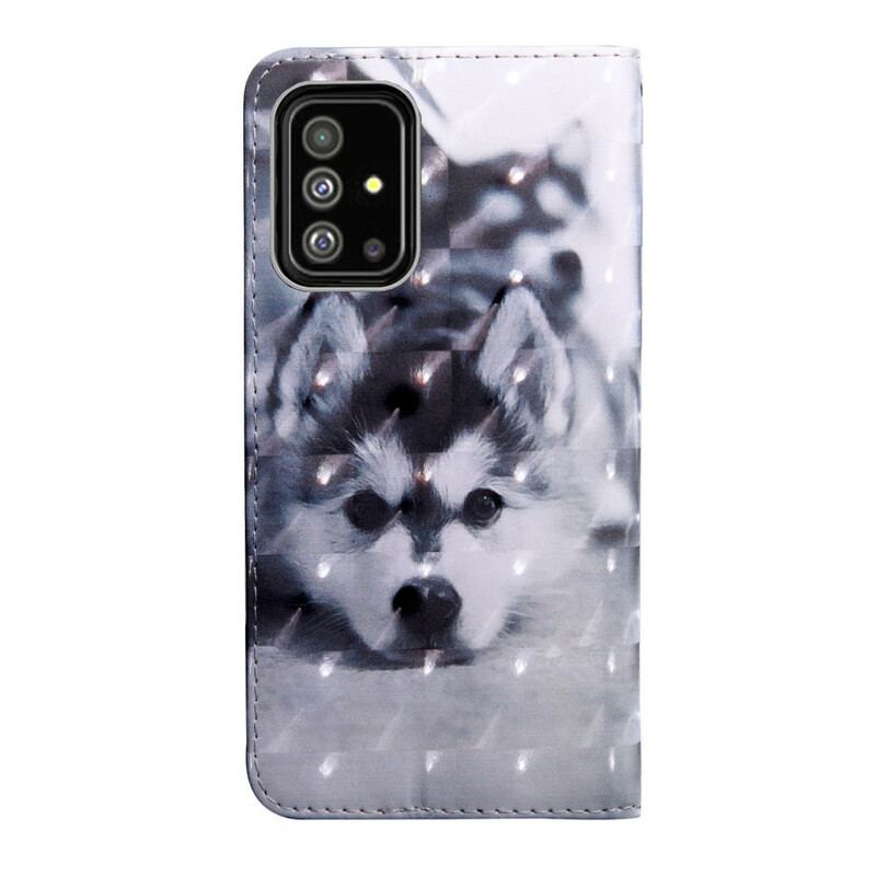 Capa Flip Para Samsung Galaxy A51 Cachorro Preto E Branco