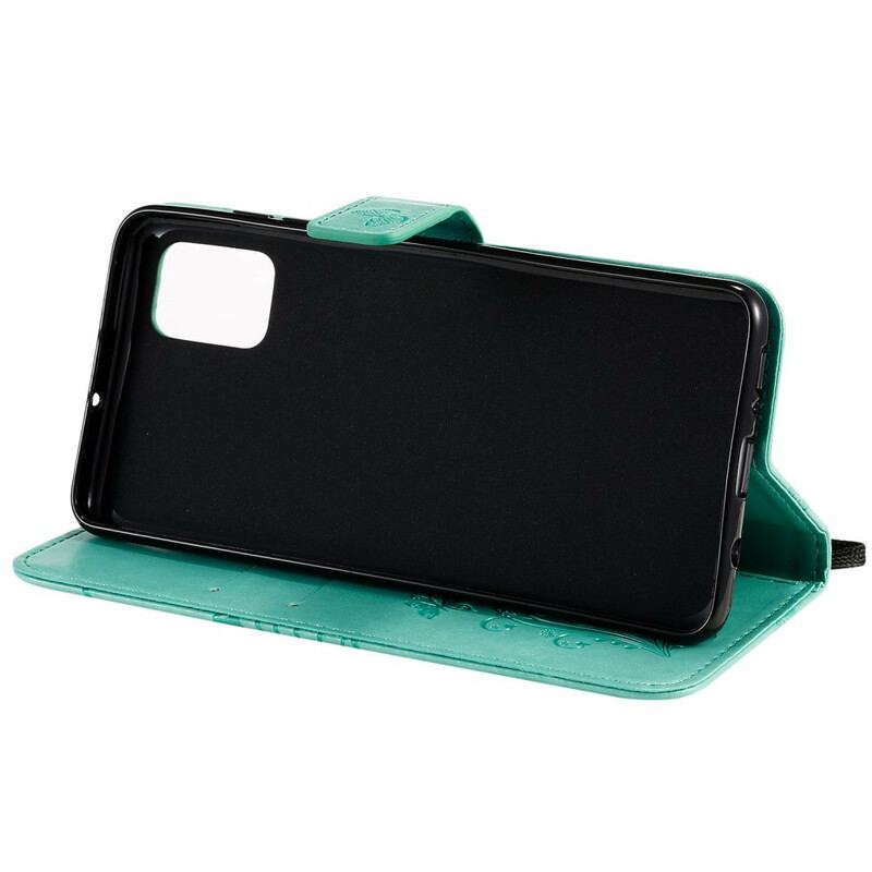 Capa Flip Para Samsung Galaxy A51 De Cordão Borboletas Gigantes