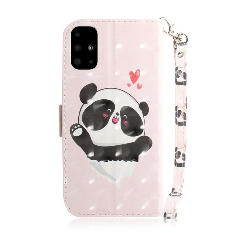 Capa Flip Para Samsung Galaxy A51 De Cordão Panda Love Com Cordão