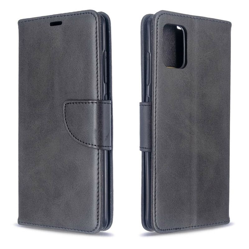 Capa Flip Para Samsung Galaxy A51 De Couro Retalho Liso Oblíquo