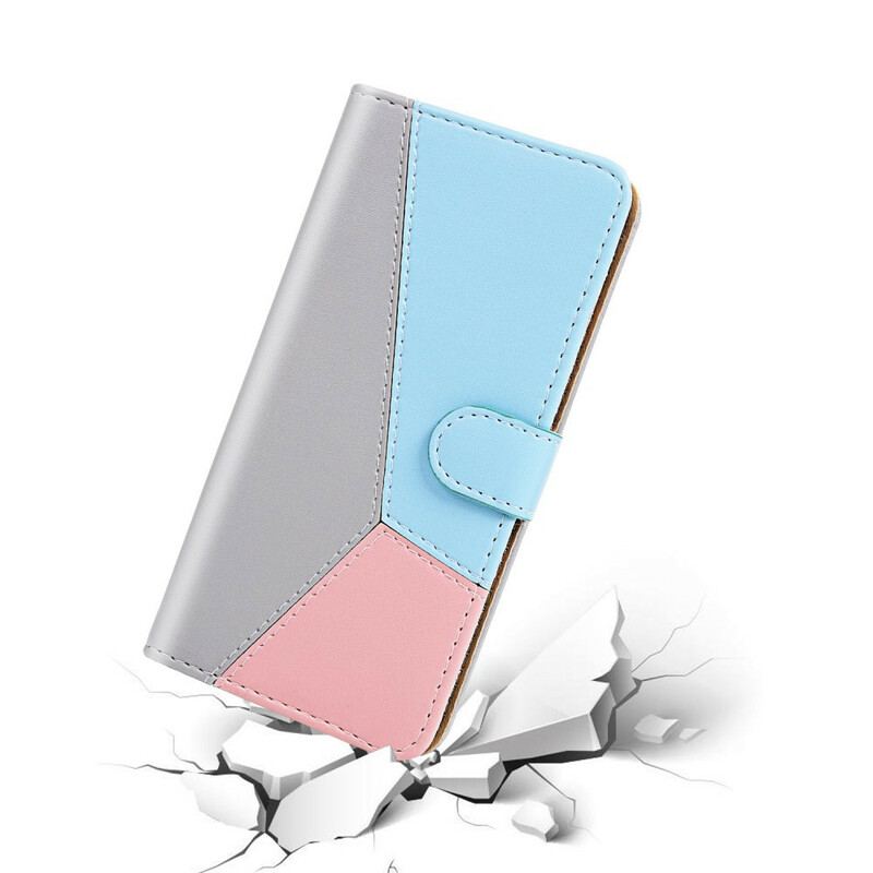 Capa Flip Para Samsung Galaxy A51 Efeito Couro Tricolor