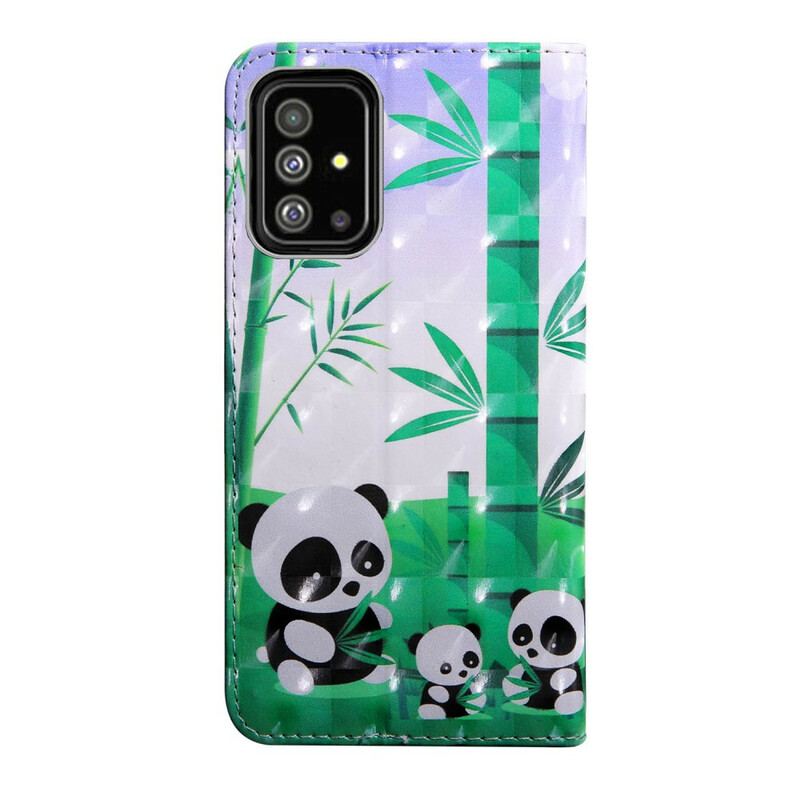 Capa Flip Para Samsung Galaxy A51 Família Panda