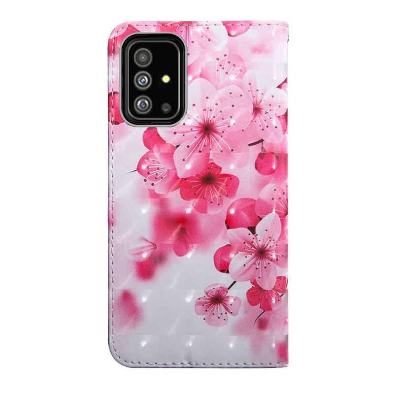 Capa Flip Para Samsung Galaxy A51 Flores Cor De Rosa