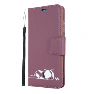 Capa Flip Para Samsung Galaxy A51 Gato Dormindo