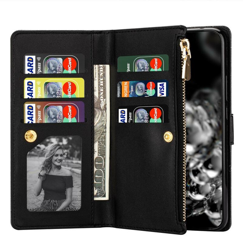 Capa Flip Para Samsung Galaxy A51 Capa Tipo Carteira Carteira Com Zíper De Lantejoulas