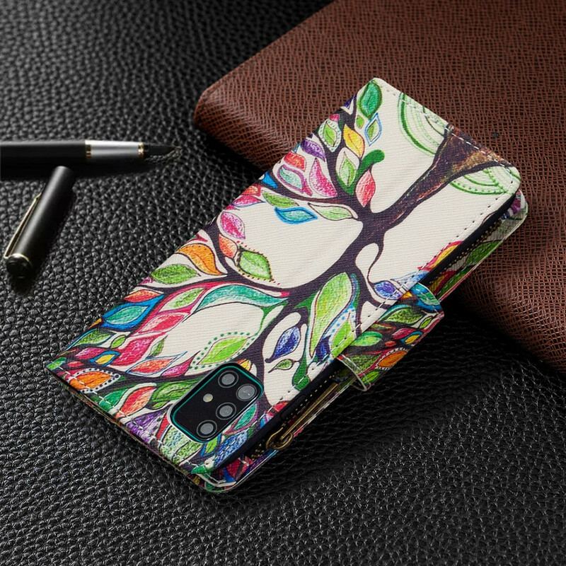 Capa Folio Para Samsung Galaxy A51 Bolso De Árvore Com Zíper