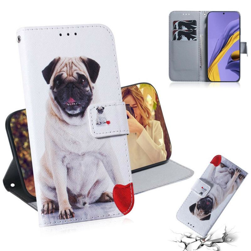 Capa Folio Para Samsung Galaxy A51 Cachorro Pug