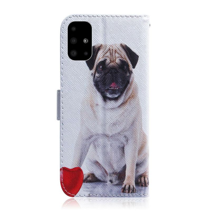 Capa Folio Para Samsung Galaxy A51 Cachorro Pug