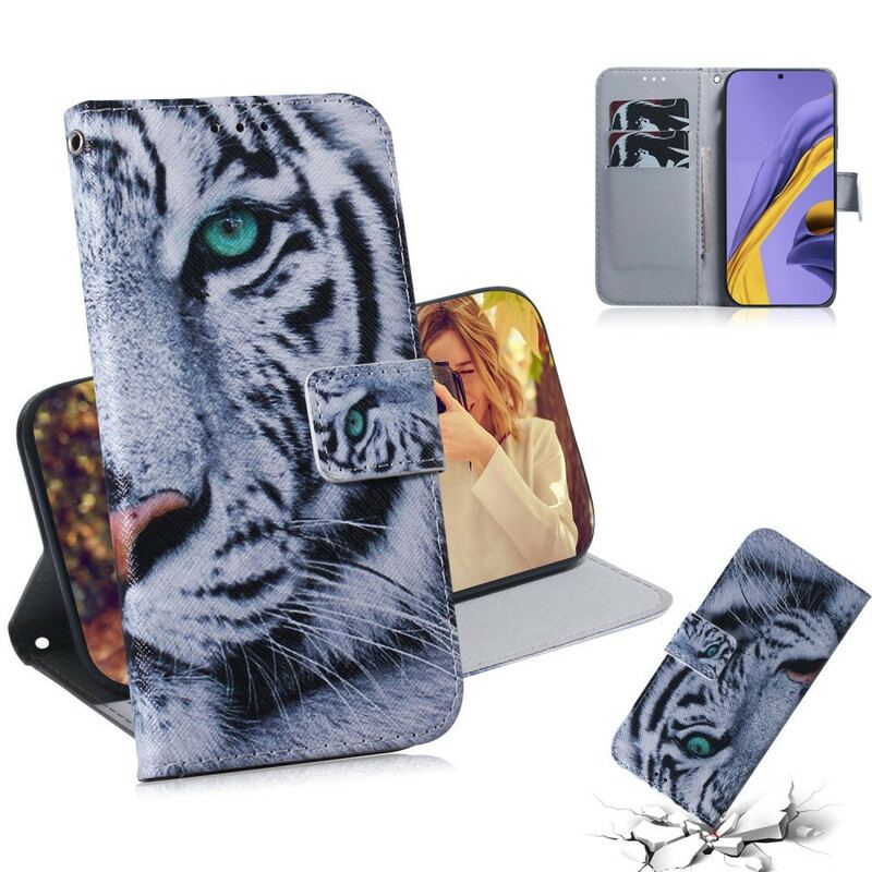 Capa Folio Para Samsung Galaxy A51 Cara De Tigre