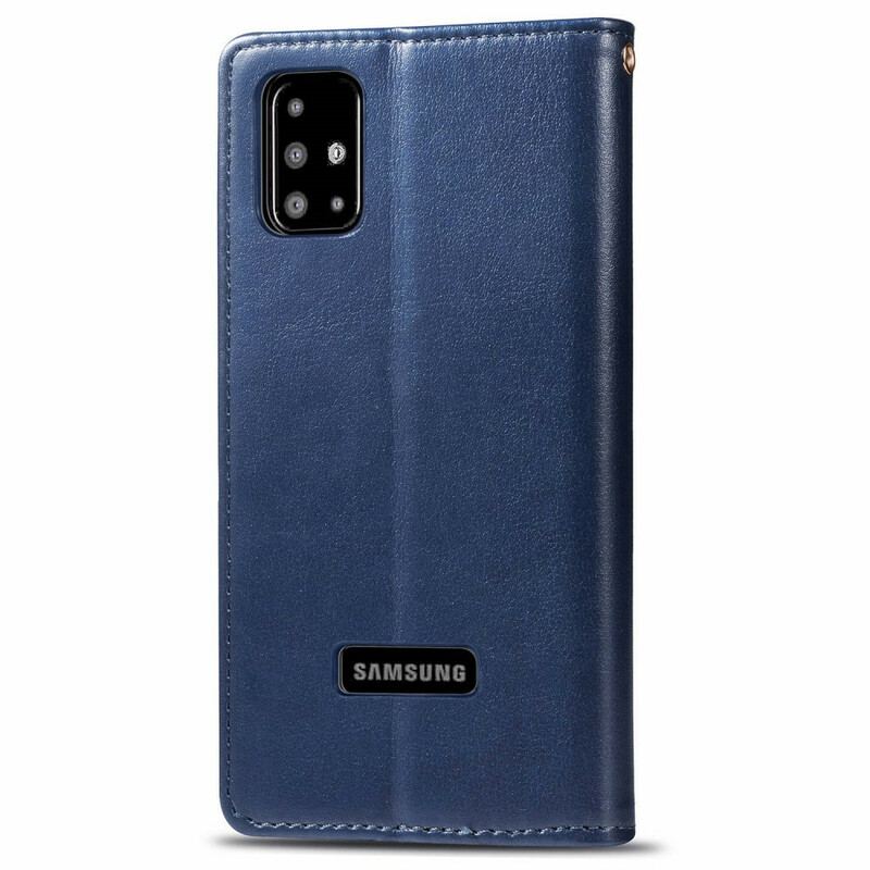 Capa Folio Para Samsung Galaxy A51 Couro Falso E Fecho Vintage