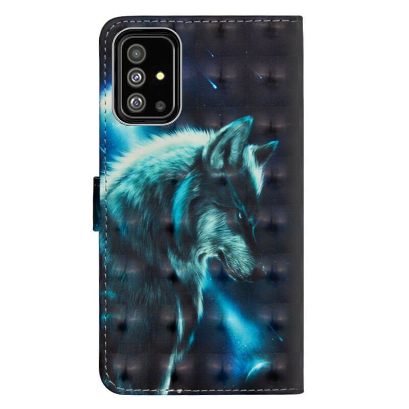 Capa Folio Para Samsung Galaxy A51 Lobo Majestoso