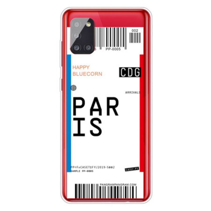 Capa Para Samsung Galaxy A51 Cartão De Embarque Para Paris