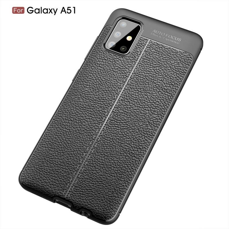 Capa Para Samsung Galaxy A51 Linha Dupla Efeito Couro Litchi