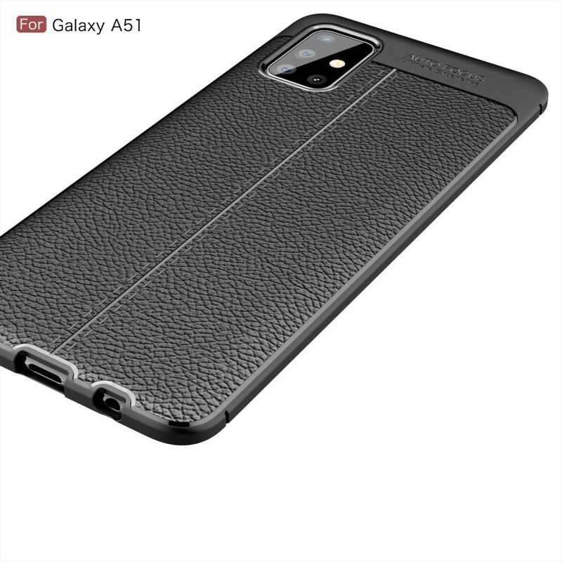 Capa Para Samsung Galaxy A51 Linha Dupla Efeito Couro Litchi