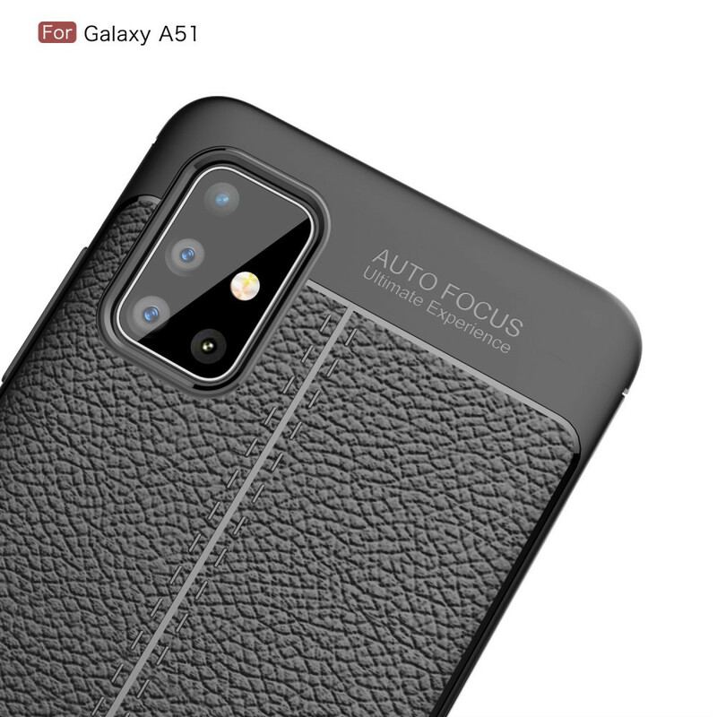 Capa Para Samsung Galaxy A51 Linha Dupla Efeito Couro Litchi